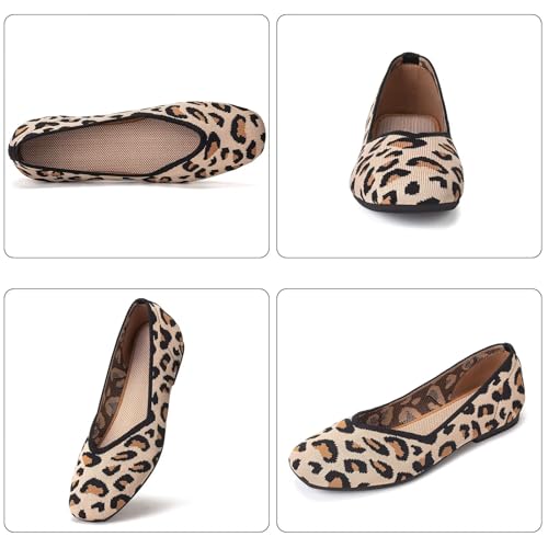 Image of Frank Mully Womens Casual Flat Shoes Square Toe Shoes Knitted Work Flat Comfort Dressy Flat Shoes for Daily Washable