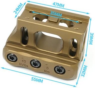 Red Dot Scopes Heighten Riser Mount Base，1.54" Optical Centerline Height，Optic Sights Metal Hollow Base，Compatible With T1 T2 Series Footprint Optic Red Dot，For Standard 20mm Pic Rail Mounting，Tan