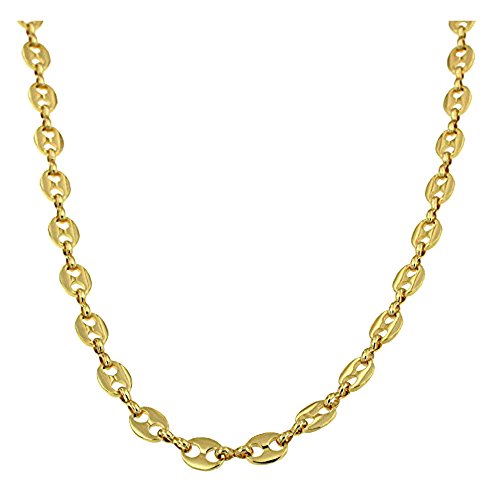 Collar de granos de café de 18 quilates, 7 mm, longitud 50 cm, cadena de oro para mujer, regalo de joyería de fábrica Tendenze-Italy, Doublé