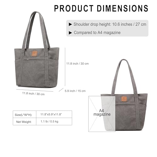 DOURR Womens Shoulder Handbags Heavy Duty Canvas Work Tote Retro Bucket Bag3