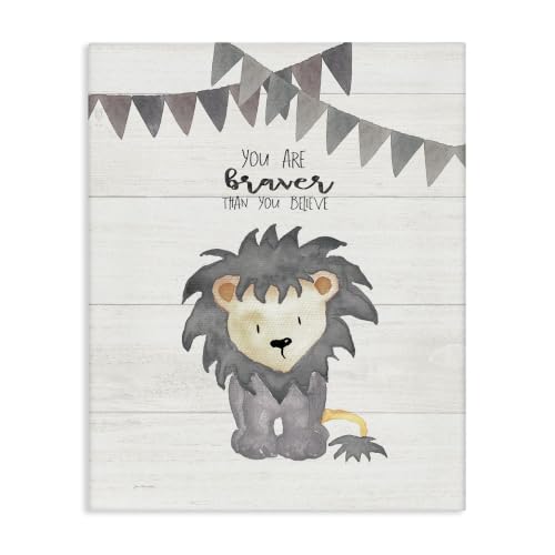 The Stupell Home Decor Collection You are Braver Lion Stretched Canvas Wall Art, Multicolor