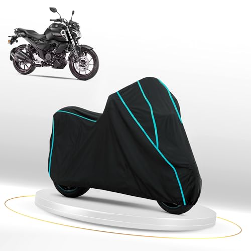 Image of Waterproof Bike Cover for Yamaha FZ FI | Dustproof, UV Heat Resistant & Windproof with Full Bottom Elastic, Heavy Duty Polyester Fabric, Triple Stitched - Black