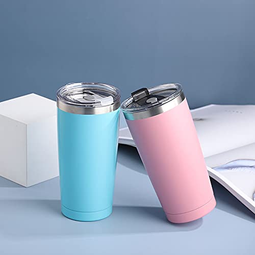 Image of 20oz Insulated Stainless Steel Tumbler, Stainless Steel Vacuum Insulated Double Wall Travel Tumbler, Durable Insulated Coffee Mug, Thermal Cup with Splash Proof Sliding Lid (Pink, 20oz)