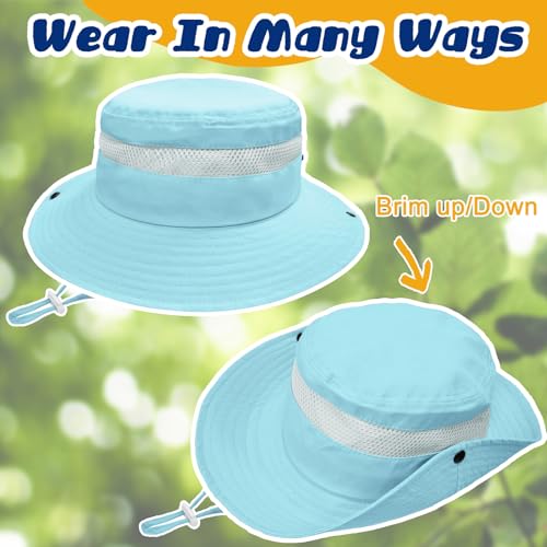 Image of Outdoor Kids Sun Hat for Boys Girls Wide Brim Mesh Bucket Hat UPF 50+ Sun Protection Breathable Summer Fishing Safari Hat