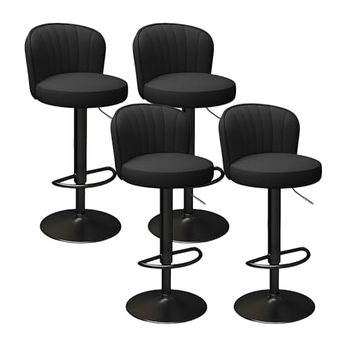 Taburetes de bar giratorios de piel sintética ajustables, modernos taburetes de respaldo alto con reposapiés, juego de 2 para cocina, comedor o bar en casa
