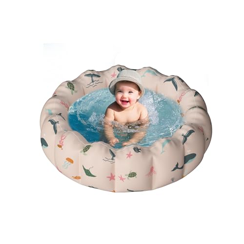 Image of 40" Extra Large Inflatable Baby Pool, Portable Balls Play Pit,Small Swimming Pool Suit for Ages 0-3 Years Girls and Boys, Indoor& Outdoor, Garden and Backyard Summer Water Party (Sea World)