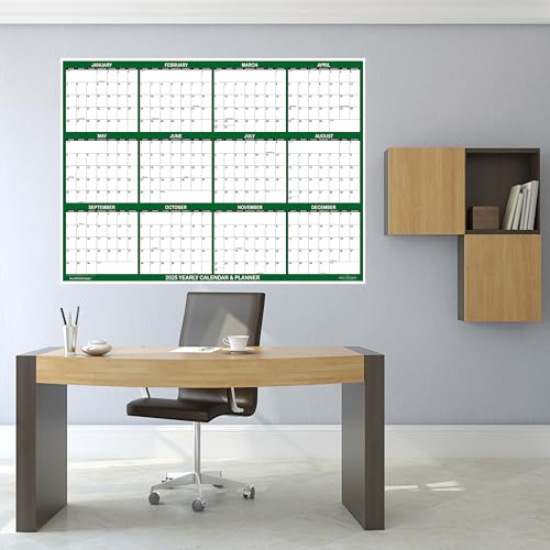 24\" x 36\" SwiftGlimpse 2026 Wall Calendar Erasable Large Wet & Dry Erase Laminated 12 Month Annual Yearly Wall Planner, Reversible, Horizontal/Vertical, Green - Thumbnail 2