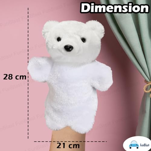 Image of FunBlast Plush Hands Puppets for Kid - Animals Hand Puppet Toys, Soft Hand Puppets for Kids, Story Telling Puppet for Kids, Fun Play Learning Toys (White Bear)