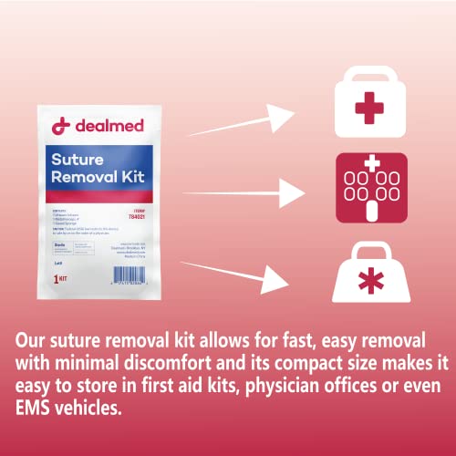 Dealmed Sterile Suture Removal Kit, Includes Suture Removal Scissors, Forceps, And Gauze Sponge, Suture Removal Tool Single-Use Kit, Ideal For Hospitals And Clinics #TOP3