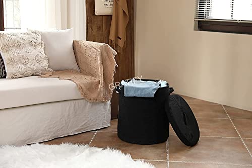 Image of GRATIFY boho Storage Organizer Foldable Wardrobe Cotton Mini Rope Laundry Basket Cloth Storage Box Baby Bucket Hamper New Born for Kitchen,Office Set,Room,planters,Dirty Clothes 2.17