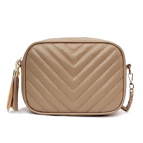 Smith Sursee Quilted Crossbody Purses for Women Trendy Small Crossbody Shoulder Handbags Clutch Purse Camera Bag, Brown