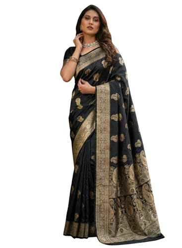 Image of C J Enterprise Women's Pure Soft Silk Saree With Blouse Piece For Wedding (KeriLichi)