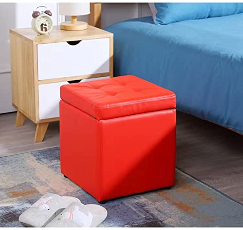 Banco otomano Acolchado con Almacenamiento, Taburete cúbico, Mesa de Maquillaje, Banco para Zapatos, reposapiés tapizado con Patas de Madera, Elegante complemento para sofá en la s