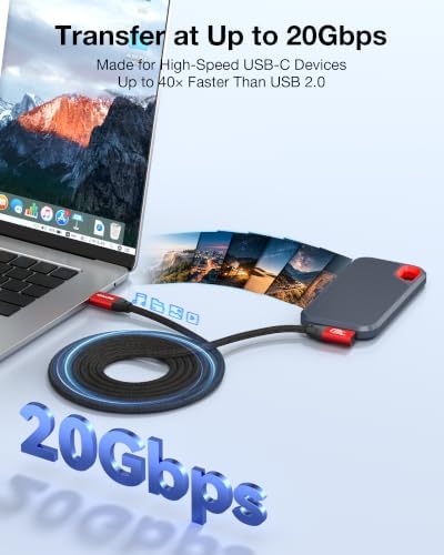 RIITOP Long USB C to USB C Cable [14.8FT] 20Gbps/240W/Right Angled — 사진 7