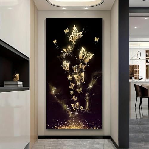 Art mural classique papillons dorés pour une décoration premium
