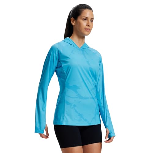 LOOGU Women's UPF 50+ Sun Protection Hoodies Shirts Regular Fit Long Sleeve Lightweight Quick Dry UV Fishing Hking Outdoor SPRETTA Light Blue 2X Big - image 2