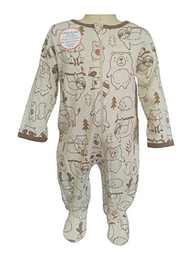 NOT BRANDED Wonder Nation Baby Boys' Woodland Long Sleeve Zip Sleep N Play Cream/Brown