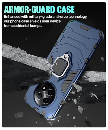 Image of AIBEX Armor Back Cover Compatible for Realme Narzo 70x 5G / N65 / Realme 12 5G / 12X 5G / C65 5G| Rugged Shockproof Case with Ring Holder & Kickstand | Military-Grade Protection | Magnetic Car Mount