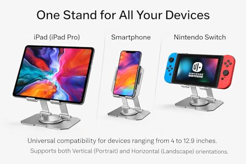 Image of Premium Portable Aluminium Tablet Stand with 360 Rotating Base, Black