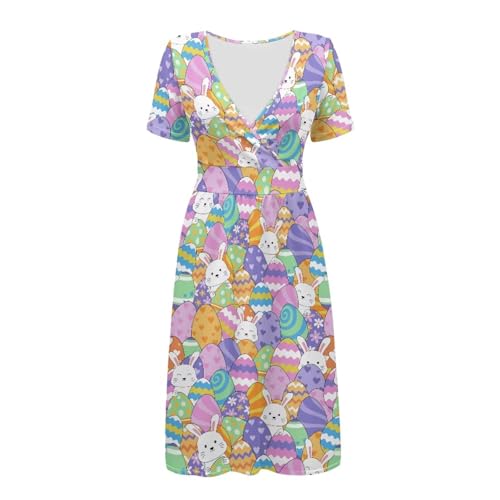 Image of Women's Summer Formal Dresses Short Sleeve Wrap V Neck Dresses Bridesmaid Wedding Guest Dress with Pockets