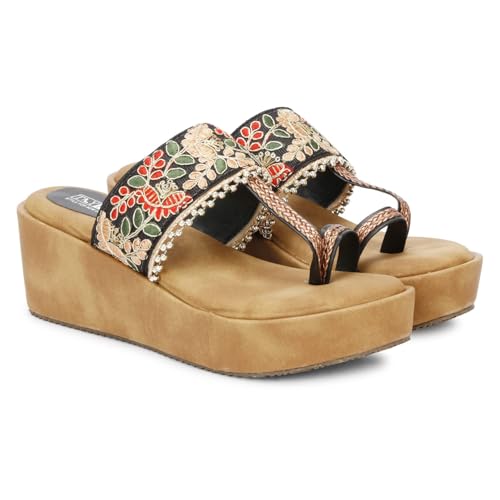 Image of Fabric Platform Low Heel Wedges For Women and Girls