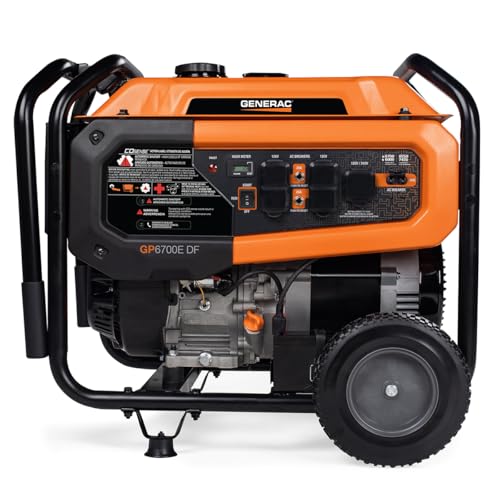 Image of Generac Dual Fuel Portable Gas Generator, 8,250 Starting Watts, Electric Start, COsense Carbon Monoxide Detection, 11 Hour Runtime, Gas or Propane, Heavy Duty Frame, Home Backup Emergency, 49-State