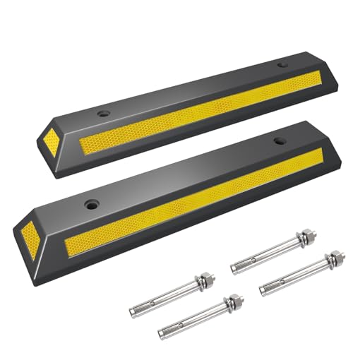 LEIDGG 2Pack Parking Stopper for Garage Parking Aid for Cars with Reflective Stripes Garage Bumpers for Parking Car with 4PC Expansion Screws 18' L x 2' H