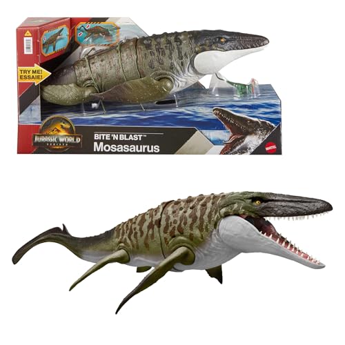 Mattel Jurassic World Bite N Blast Mosasaurus & Mini Dinosaur