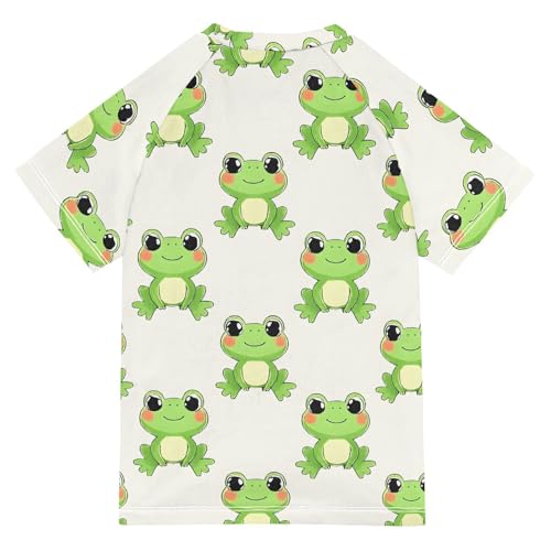 ALAZA Kids Rash Guard Boys Toddler Swim Shirts Short Sleeve Frog Lovely UPF 50+ 3T2