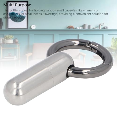 Contenedor de cápsulas hermético e inoxidable con llavero de viaje 2