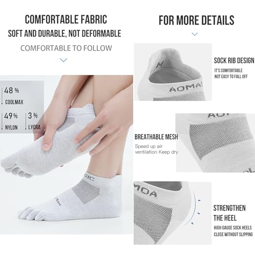 Image of Toe Socks for Men Women Cool-max Running Socks 3 Pairs Athletic Breathable Five Finger Socks