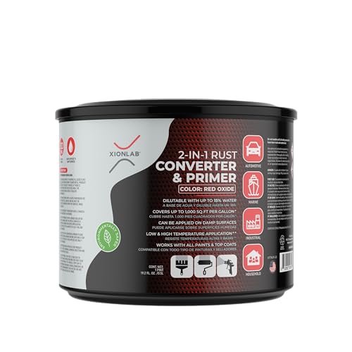 Xion Lab 2 in 1 Rust Converter & Metal Primer - Covers Up to 4X More - Industrial Grade Water Based...