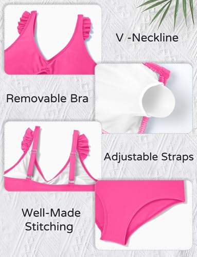 Happy Cherry Girls One Piece Swimsuit with Coverup Mesh Skirt Cut Outs Ruffle Cute Bathing Suits for Teens Padded Swimwear4