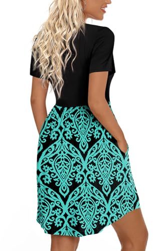Image of LONGYUAN Womens Long Sleeve Dresses Casual Loose Fit Swing Dress Hide Belly with Pockets