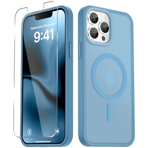 Image of YENAPOON for iPhone 13 Pro Case, Matte Magnetic Phone Cover [with 1 Screen Protector] [Support for MagSafe] [Shockproof Military Grade Protection] Translucent Frosted Back, Lavender Purple