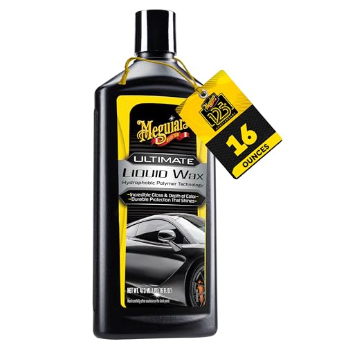 Meguiar's Ultimate Liquid Wax, Improved Liquid Car Wax Formula for Durable Protection that Shines, Premium Towel and Applicator Pad Car Accessories Included, 16 Oz Bottle