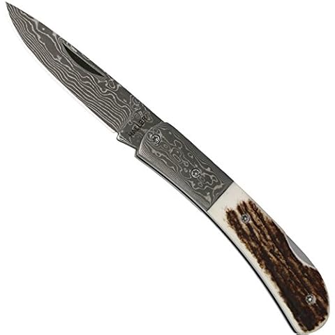 Haller Unisex - Erwachsene Damast-Taschenmesser Hirschhorngriff Cover