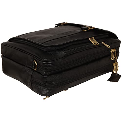 Full Grain Leather Backpack For Men & Women 16 Inch Laptop Backpack Bag Travel Office Backpack Bags (Black)4