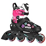 Inliner VERSTELLBAR | ABEC-5 Kugellager Inline-Skates | für Kinder & Jugendliche | Größen: 29-32, 33-36, 37-40, 40-43 | Nils Extreme Vibe (Pink, 37-40)
