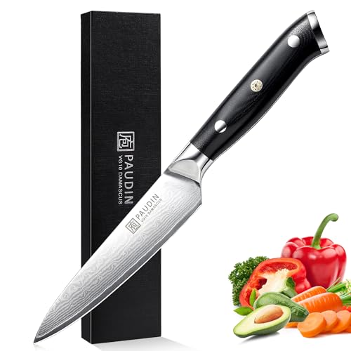 PAUDIN Utility Knife, Damascus Kitchen Knife,...