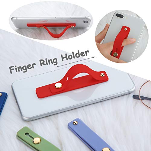 Image of Weewooday 6 Pieces Phone Grip Holder Cell Phone Grip Strap Telescopic Finger Strap Stand Universal Finger Kickstand for Most Smartphones(Vintage Colors,Classic)