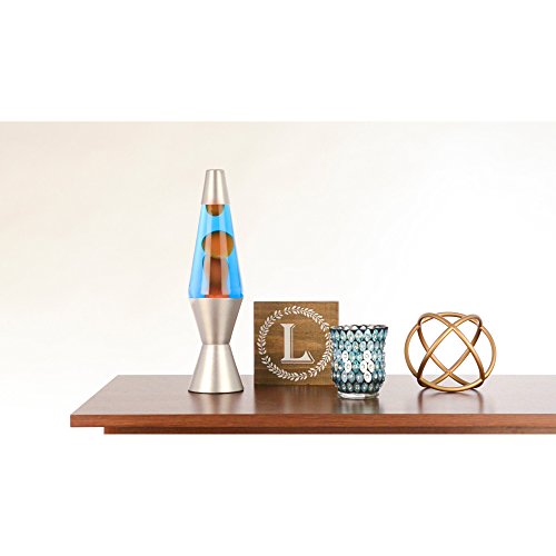 Lava The Original 2117 14.5-Inch Silver Base Lamp with Orange Wax in Blue Liquid