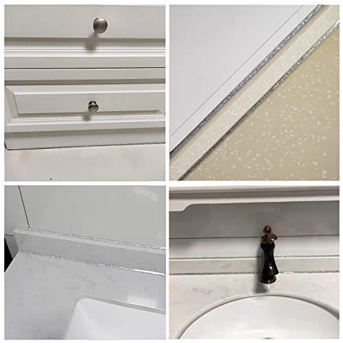 Keqkev Deckenleiste abziehbar und klebbar, flexible Zierleiste selbstklebend, Dichtungsstreifen für Herd, Spüle, Toilette, Fliesenkante, Wandecke, Fußleiste, Boden (Silber) - Image 5