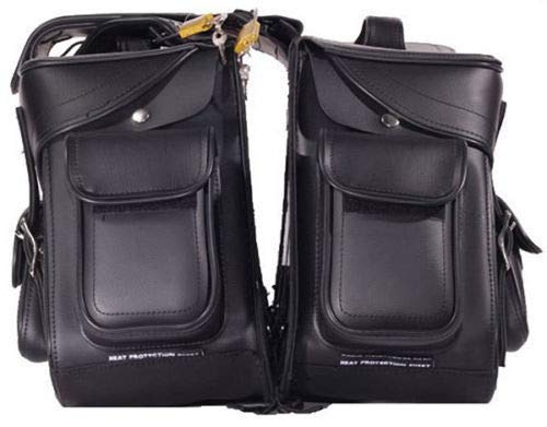 Alforja impermeable universal de cuero para motocicleta negra miniatura 2