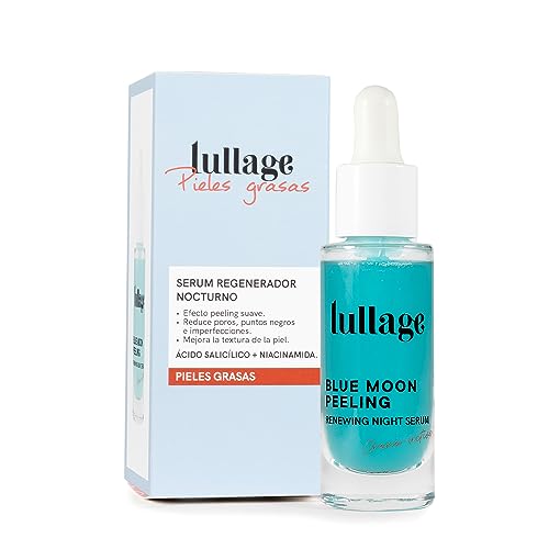 LULLAGE - Blue Moon Peeling 20 ml, Serum Renovador Celular Nocturno, Peeling Enzimático, para Piel Mixta - Grasa, Producto Vegano y Natural, Serum Exfolinte, con Niacinamida, Suaviza e Ilumina la Piel