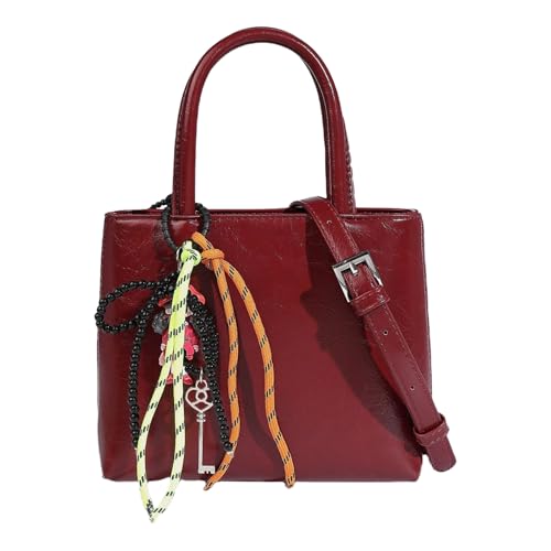 Sac bandoulière femme rouge avec poignée dessus longueur 20cm