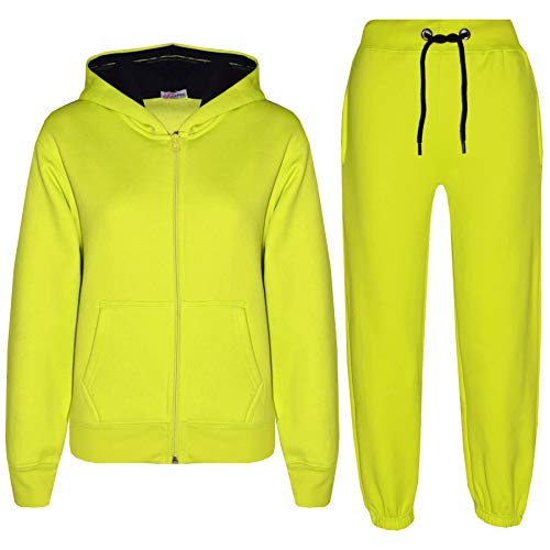 Plain Tracksuit Contrast Neon Green and Black Hoodie with Joggers Jogging Pants Sports Activewear Set for Unisex2