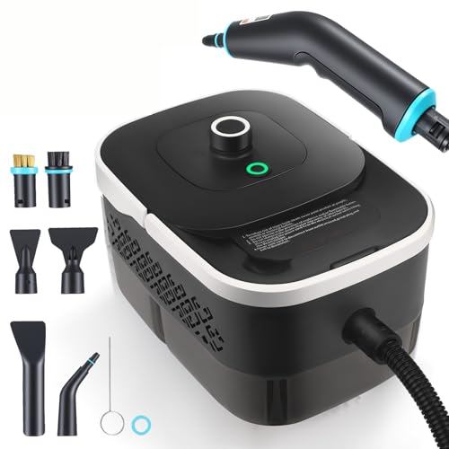 Limpiador a Vapor Portátil 2500W, 4.5BAR Alta Presión, Calentamiento 15s, Depósito 1250ml, 9 Accesorios, 2m Manguera   Para Cocina, Coche, Suelo, Ventanas, Barbacoa con 3 Niveles de Vapor