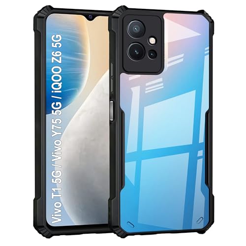 Image of Zapcase Back Case Cover for Vivo T1 5G / iQOO Z6 5G / Vivo Y75 5G | Compatible for Vivo T1 5G / iQOO Z6 5G / Vivo Y75 5G Back Case Cover | Clear Case with Camera Protection | (TPU + PC | Matte Black)