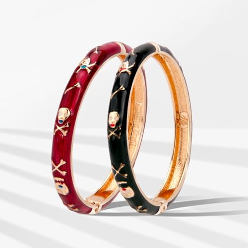 wynameleri Vintage Cloisonne Jewelry Handcrafted Skull Enameled Rose Gold Hinged Cuff Bracelet Bangles Gifts2